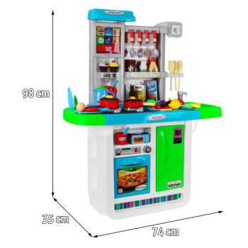 Ogromna niebieska Kuchnia dla dzieci 3+ Interaktywne palniki + Kran z wodą + Panel audio + Akcesoria
